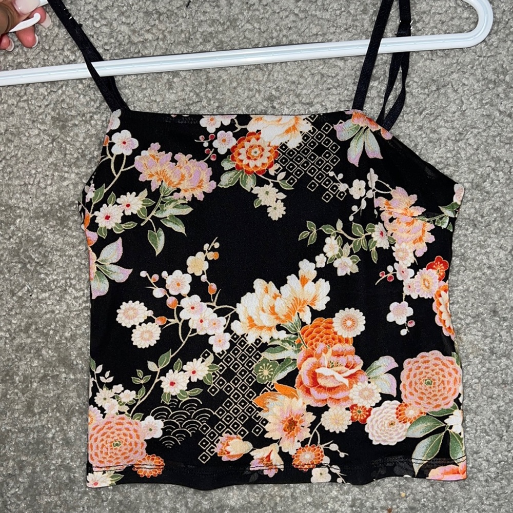floral net crop top